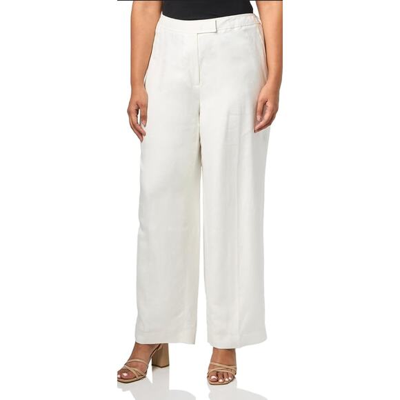 Anne Klein Straight Wide Leg Pants 12 White NWT Trousers Academia Career - Picture 1 of 8